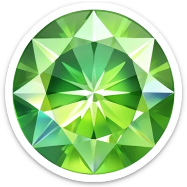 round cut gemstone with iridescent shine, lime green color, brilliant facets sticker