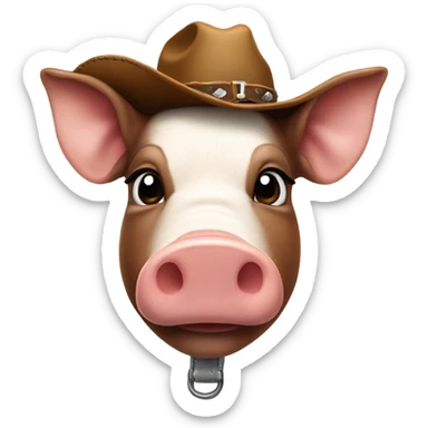 Pig head wearing a cow boy hat  sticker