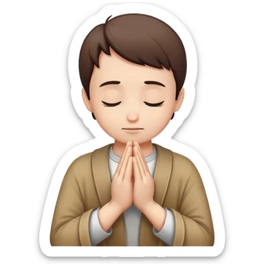 person praying, hands clasped in prayer sticker