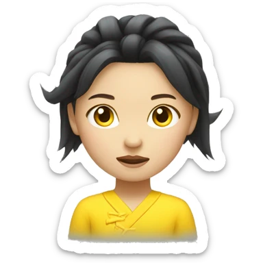 yellow short haires chinese lightning girl (only the head) which is suitable for an icon inside a circle sticker