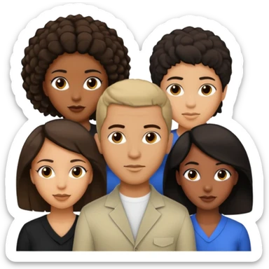  middle Eastern man with short brown hairwith two black african women both are African one is light skin black and one is medium tone black with african hair styles sticker