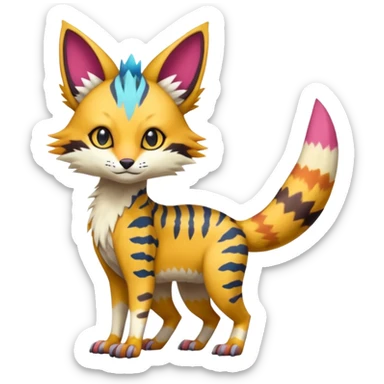 Colorful Soft Bobcat-Sergal-Numbat-Serval-Genet-Pokémon-Digimon-Fakémon-fusion-hybrid-creature sticker