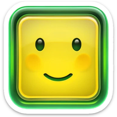 A glowing neon square in shades of yellow and green, transparent background sticker