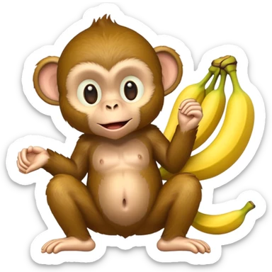 a cartoon monkey with a bunch of bananas wrapped around its body sticker