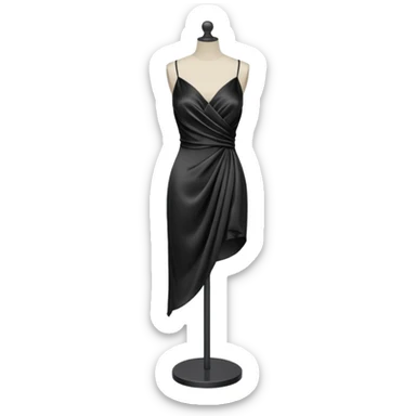 Strappy short black dress made of silk on a headless mannequin  sticker