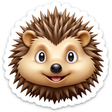 Cinematic Comical Hedgehog Portrait Emoji, Head tilted dramatically with an exaggeratedly amused expression, featuring a striking spiky brown Fur with a quirky, scrunched-up face and wide, expressive eyes filled with playful disbelief, Simplified yet hilariously expressive features, highly detailed, glowing with a slightly sassy glow, high shine, dramatic yet playful, stylized with an air of cheeky mischief, bright and endearing, soft glowing outline, capturing the essence of a spirited and over-the-top hedgehog, so meme-worthy it feels like it could roll its spines into internet fame instantly! sticker
