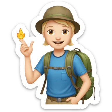 cheerful camper hiker with a backpack sticker