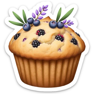 Lavender sprig muffin with berries sticker