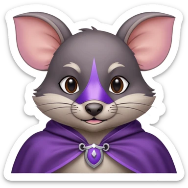 alors ce raton laver doit être équipé d'une cape de thieving noir avec trim bordure mauve comme dans le jeu old school runescape. au centre de la cape une icone de masque de voleur est visible . l'expression du visage du raton est ultra surpris "shock" sticker