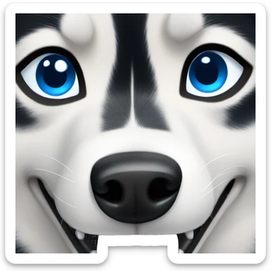 Husky black and white sticking out tongue blue eyes sticker