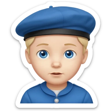 male toddler with beret sticker