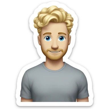 full body light curl blonde 30yo man blue eyed pale skin sticker