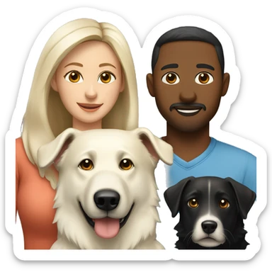 Wife and husband with two white shepherd and one black labrador retriever sticker