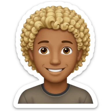 Chico joven latino, piel muy morena, pelo rubio rizado sticker