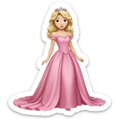 blond wavy beautiful princess full body in pink dress dress elegant sticker