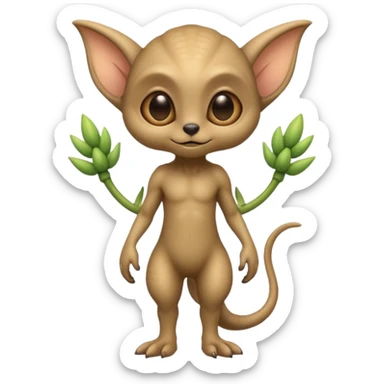 full body ...cute peacefull alien furry with 2 legs ....stands upright and looks intelligent ...wears clothing. not green..looks happy and cuddly... doesnt have eyes on face, there is a stalk coming from top of head with a single large eye sticker