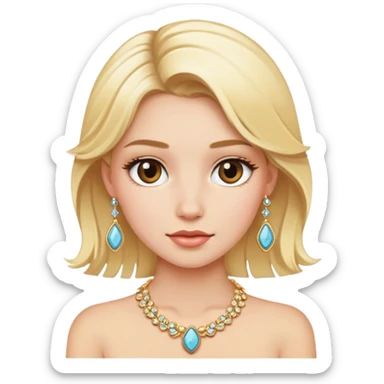 blonde girl portrait with jewelry sticker