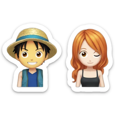 Luffy et nami sticker