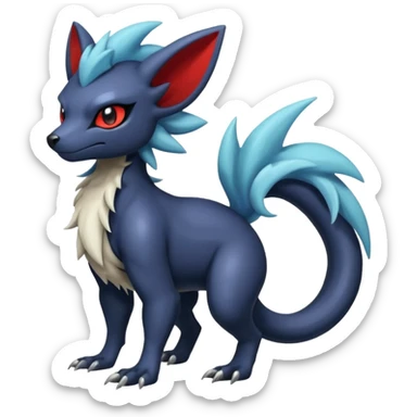 Exotic colorful cool handsome elemental tropical Zorua-Absol-Salandit-fusion (full body) sticker