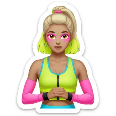 glow 80's work out sticker