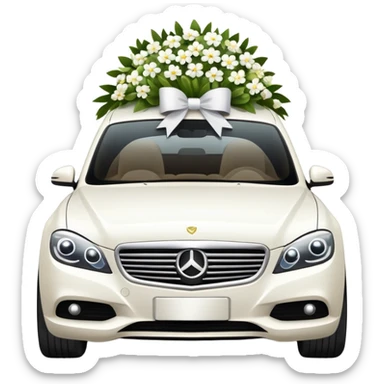 luxury car with wedding decorations, horizontal sticker