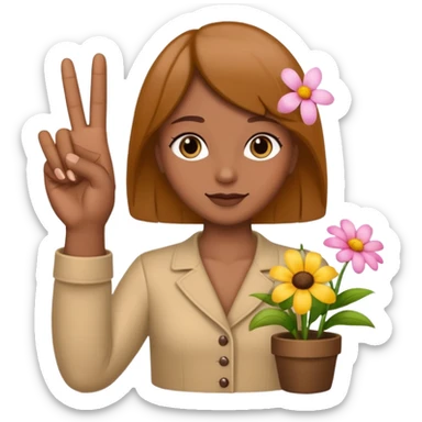 💐 and middle fingers remove the person more flowers, middle fingers only with non metallic hands. Top left is closest so far. Fix so that there are five fingers not six and the middle one shoulder be up sticker