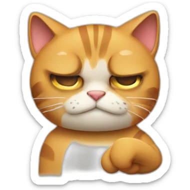 A frowning cat giving a thumbs down sticker