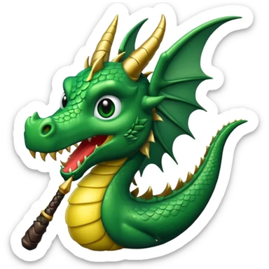 ein drache mit einem zauberstab und einen zilinder auf dem kopf sticker