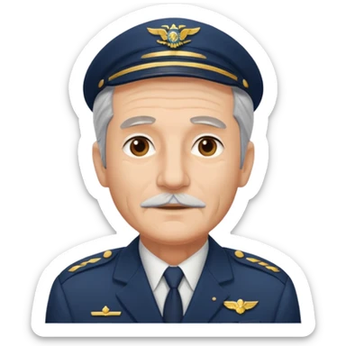 an old airline pilot without mustache sticker