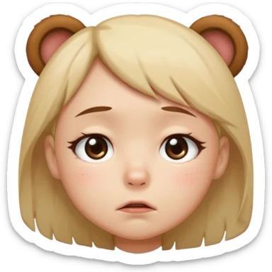 Full Beary eary eyes, trembling lips, small frown, glossy tears, emotional anime expression, soft shadows sticker