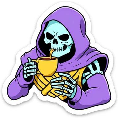 Skeletor sipping tea sticker