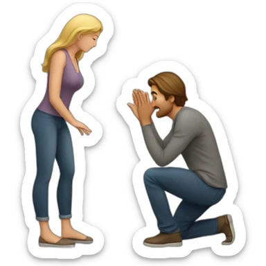 Man on knees facing woman sticker