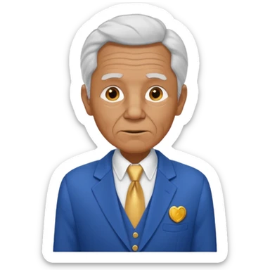 i need an image of a old man named clyde who provides basic credit reports. wears a blue blazer with gold button and open necked white shirt  sticker