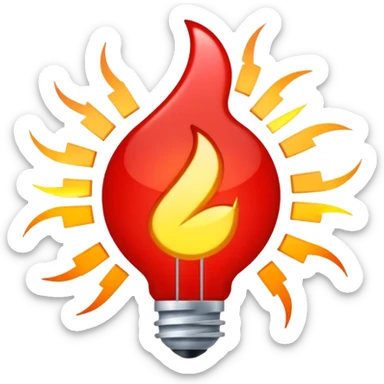 Rayos, electricidad, centellas con expresiones de alegría color rojo sticker