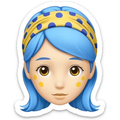 blue hairband with yellow spots sticker