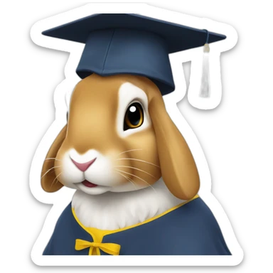 Ukrainian rabbit student in a square academic cap sticker
