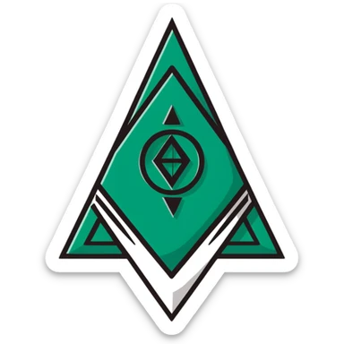 Ancient Maya emotion symbol, strictly only white and deep dark green colors, geometric sharp lines, angular, minimalist glyph style sticker