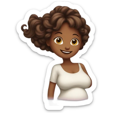 beautiful happy pregnant girl in profile sticker