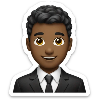 smiling boy wearing black suit with tapper fade haircut sticker