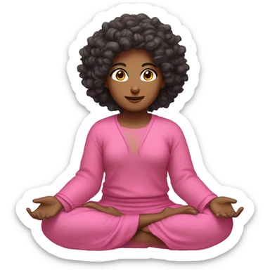 Curly Dark hair meditation pink clothes seat sticker