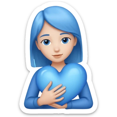 blue heart being embraced by arms sticker