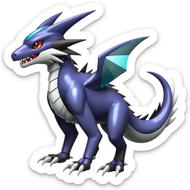 Futuristic Shiny Mightyena-Garchomp-Noivern-Silvally-Fakémon-hybrid-creature (full body)  sticker