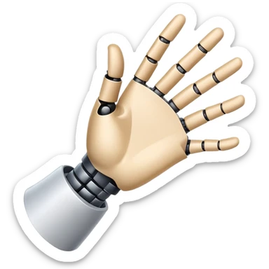 Create an emojie where AI handshake with a developer. It should be pretty much the same as default handshake emojie but one hand should be robotic 🤝. sticker