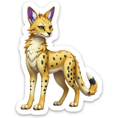 Epic Edgy Colorful ethereal eldritch Sergal-Serval-Fionbri full body sticker