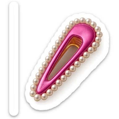 pink hair clip with pearls, glamorous and stylish sticker