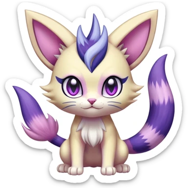 Shiny Exotic Cute Meowth-Espeon-Purrloin-Mew-Meowstic-Hybrid-Creature with pattern-markings sticker