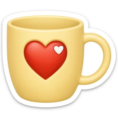 A mug in pastel yellow color, emoji style, with no background. Please keep the emoji style look consistent. sticker