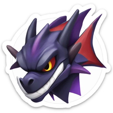 Black Cool Edgy Nargacuga-Garchomp-Noivern Fakémon  with White and Red and purple and black Edgy markings sticker