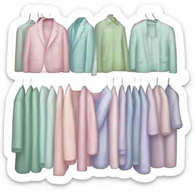 Aesthetic organized closet with pastel clothes sticker
