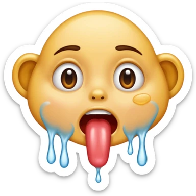 drooling saliva and spit coming out of mouth sticker